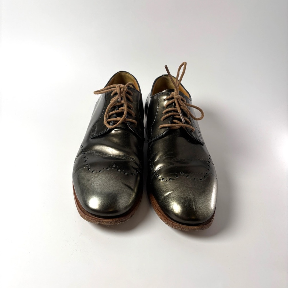 Max Mara Vintage Black Leather Oxford Shoes | Italian Designer Brogues